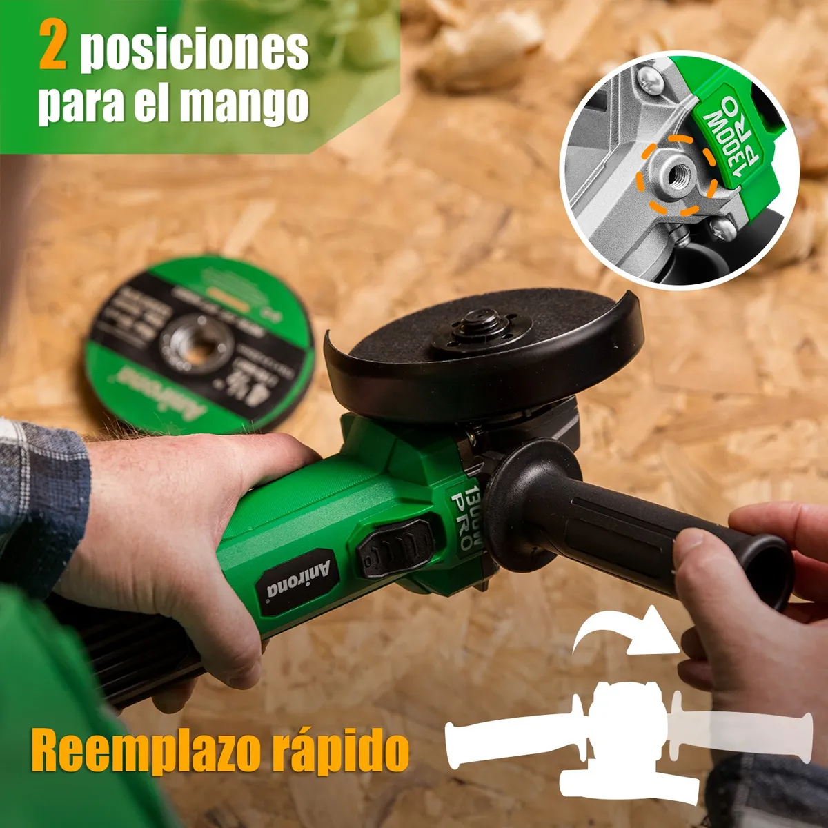 Esmeriladora Angular 1300w Anirona Industrial Ag1300