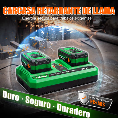 Cargador Doble Rápido 4a Para Baterías Ion Litio 20v Anirona CG20-4AD