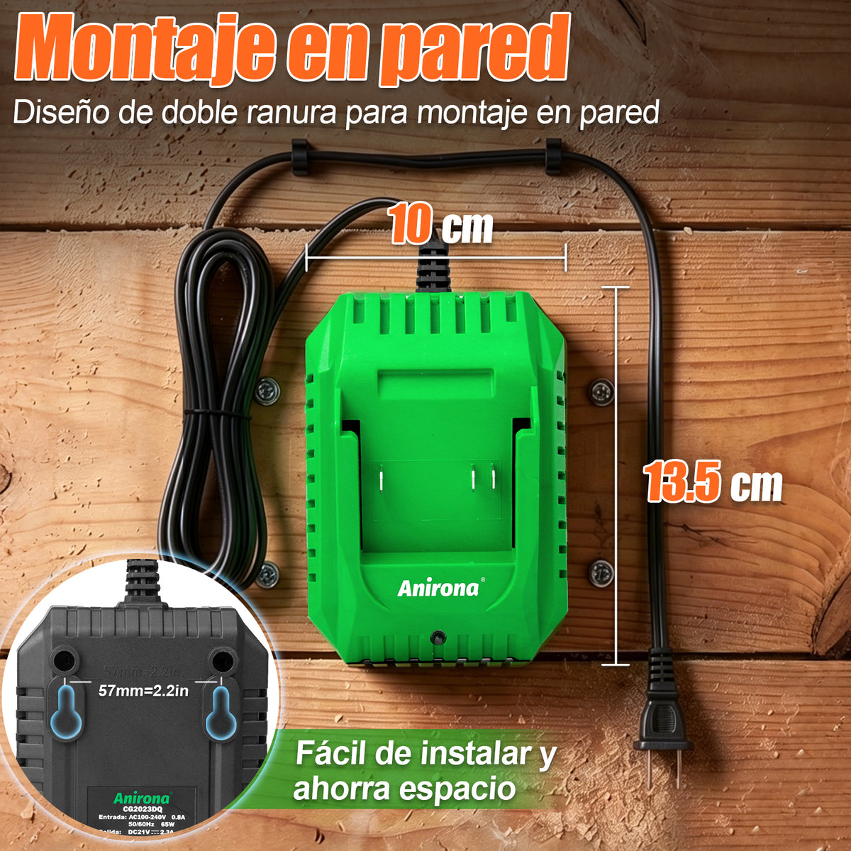 Cargador Rápido 2.3a Para Baterías Ion Litio 20v Anirona CG2023DQ