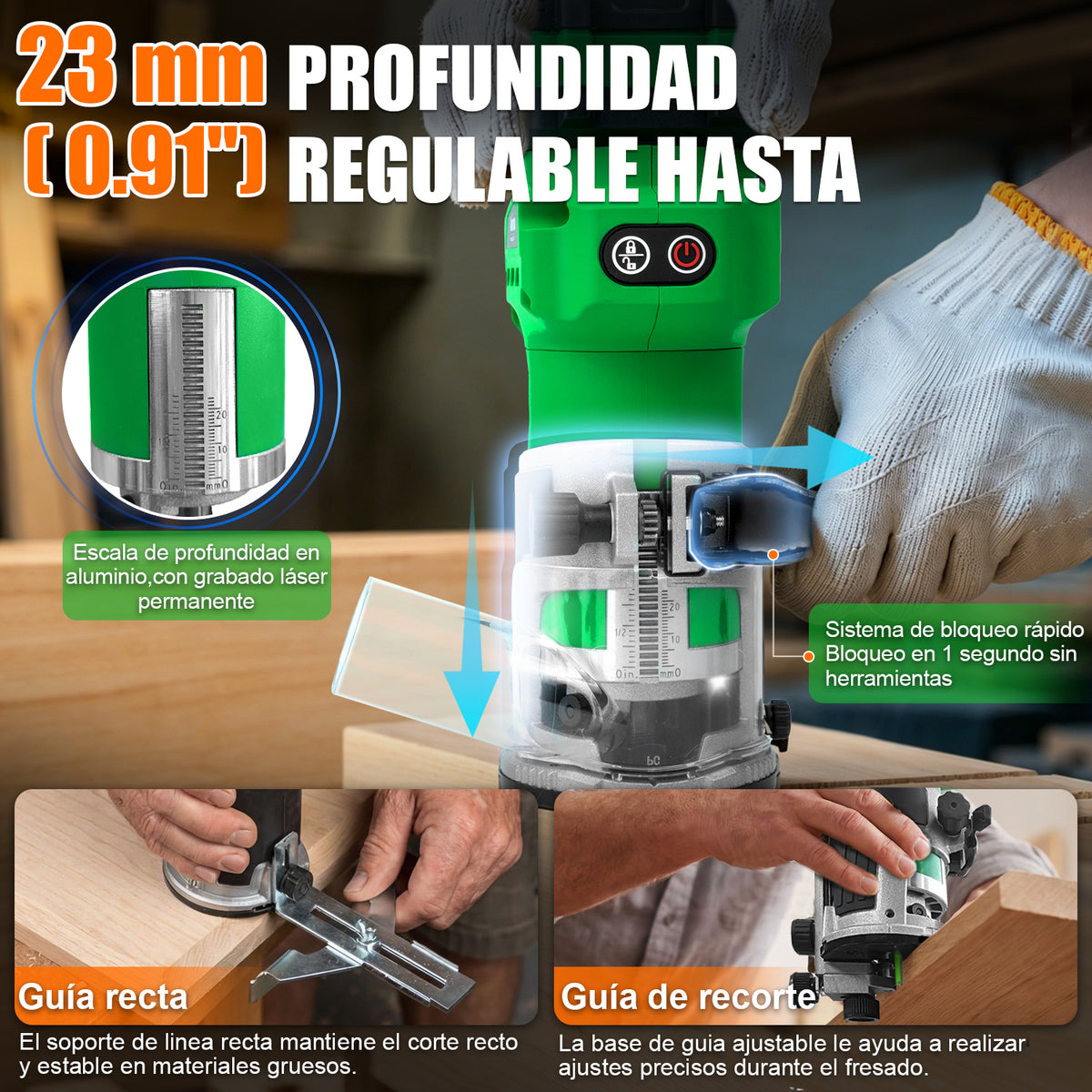 Router Rebajadora Inalámbrico Brushless 20v 4.0ah Anirona AA20-R2302