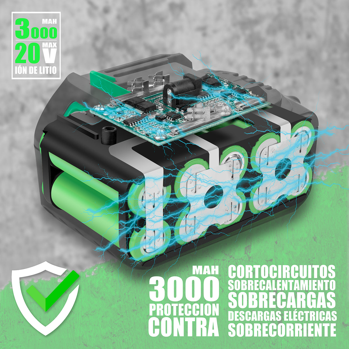 Taladro Rotomartillo Sin Carbón 2 Baterías 3ah 1/2'' Anirona AA13NBL-31