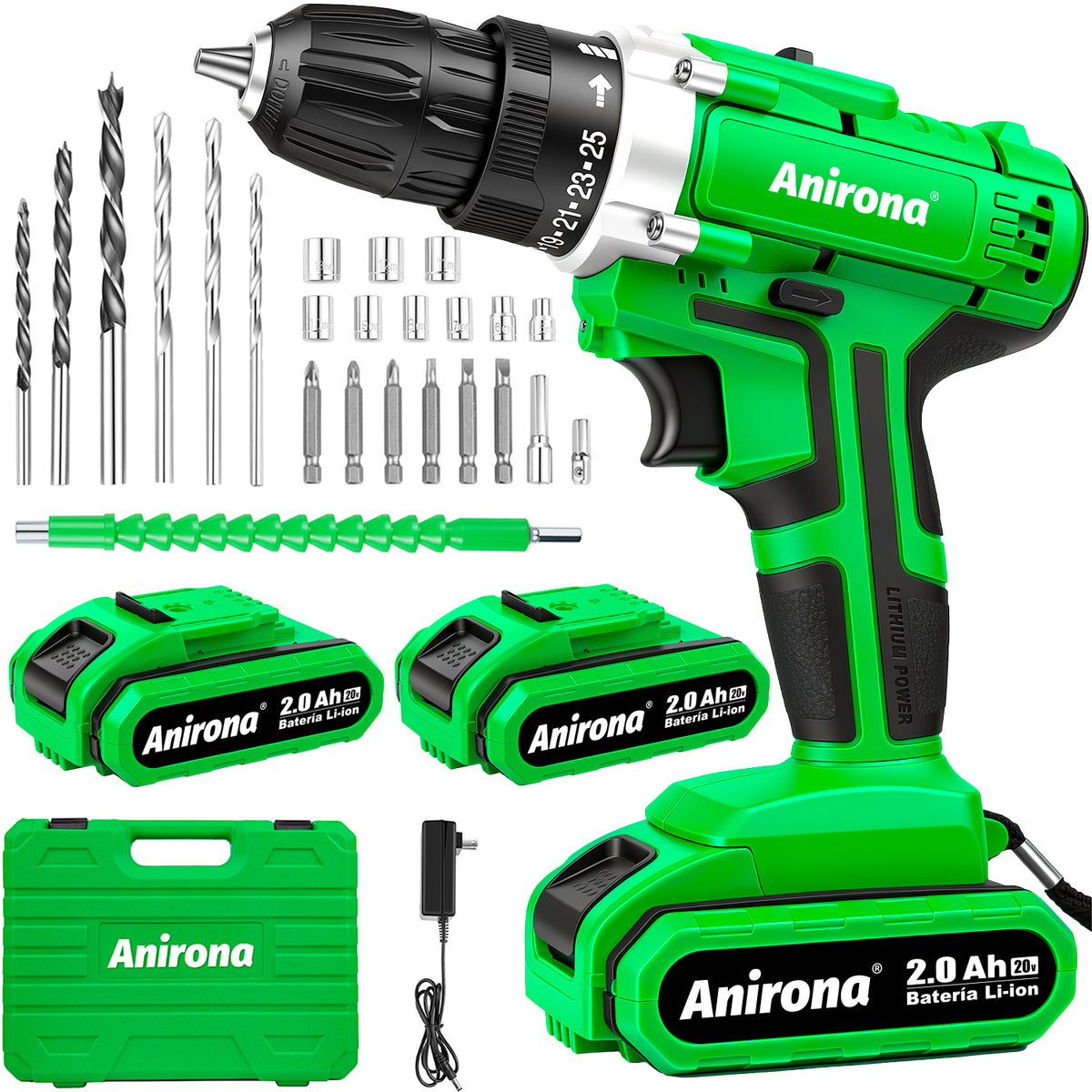Taladro Atornillador Inalámbrico Anirona Con 2 Baterías aa2015-30-2
