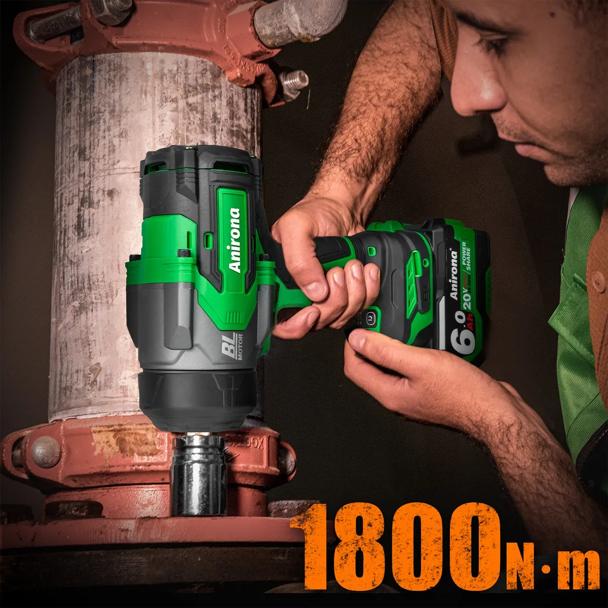 Llave De Impacto 1800nm Inalámbrica 3/4'' 6.0ah Batería Ind.W1800PM