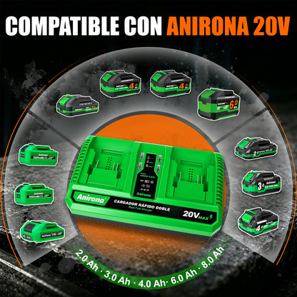Cargador Doble Rápido 4a Para Baterías Ion Litio 20v Anirona CG20-4AD
