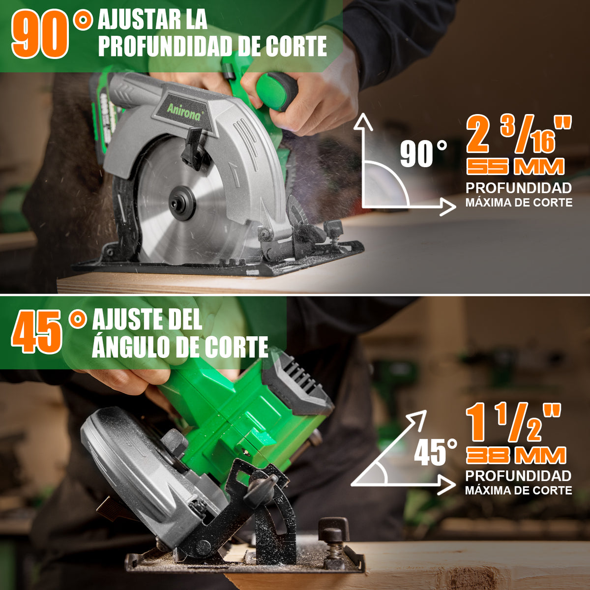 Sierra Circular Sin Carbones Inalámbrico 6-1/2 Anirona 4.0ah Brushless A40CS165