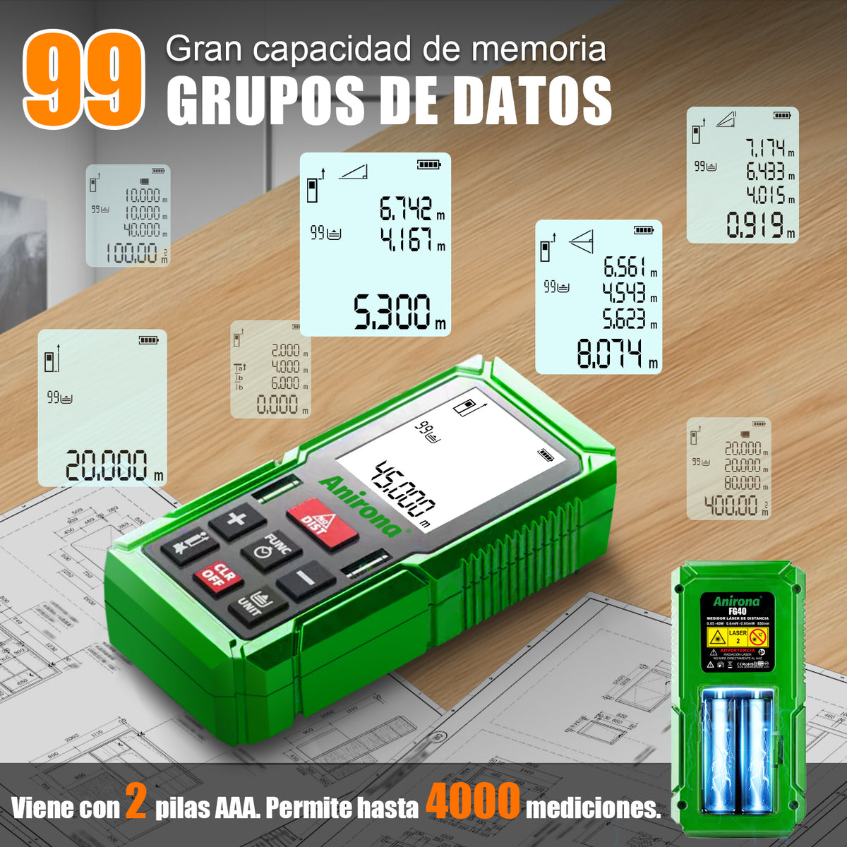 Medidor Láser Telémetro Distanciómetro 45 Metros Anirona FG40