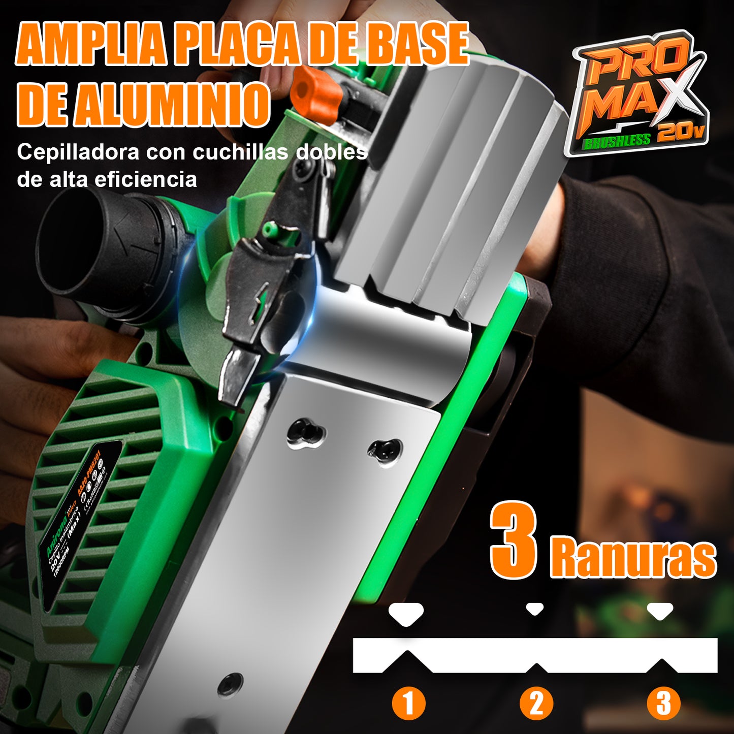 Cepillo Para Madera Inalámbrico Sin Escobillas 4.0ah Anirona AA20-PM8201