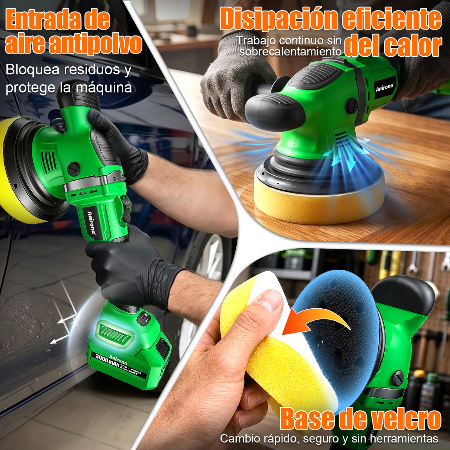 Pulidora Inalámbrica 20v Roto Orbital Doble Acción 6'' Auto AA20-PD8633