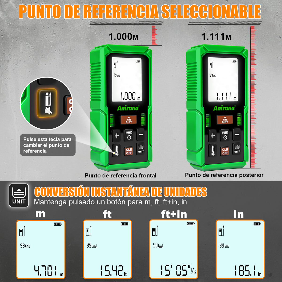 Medidor Láser Telémetro Distanciómetro 45 Metros Anirona FG40