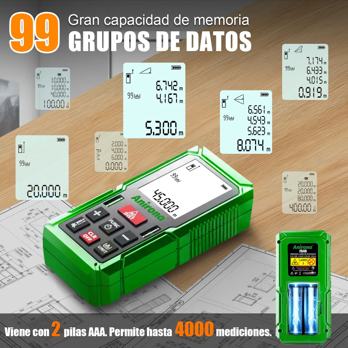 Medidor Láser Telémetro Distanciómetro 45 Metros Anirona