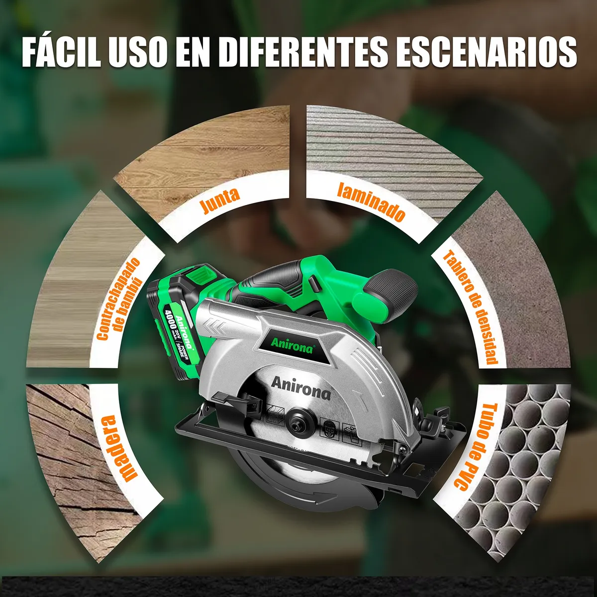 Sierra Circular Sin Carbones Inalámbrico 7-1/4 Anirona 4.0ah