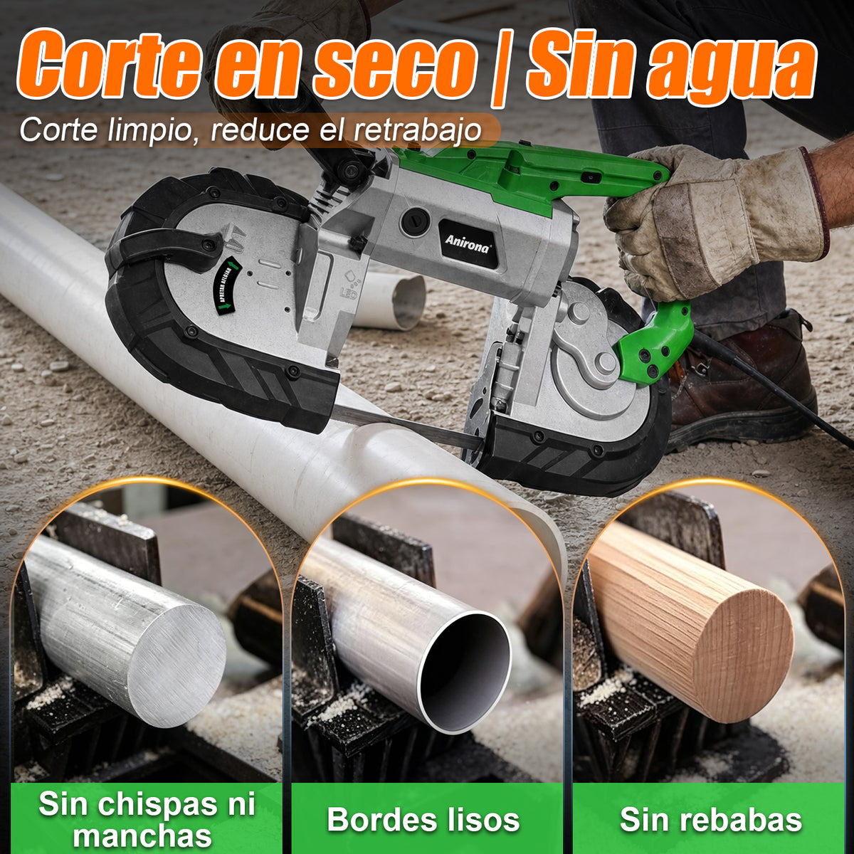 Sierra Cinta Banda Portátil Metal 1100w Cortadora Anirona BS2103AC