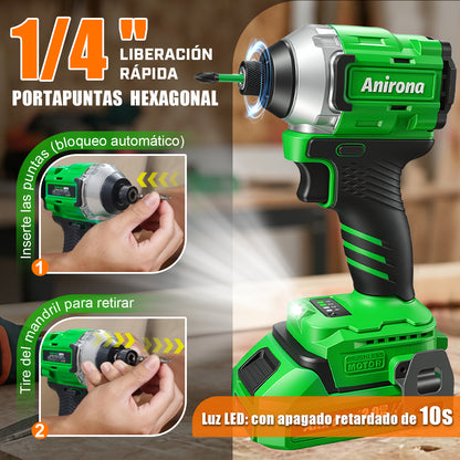Atornillador De Impacto Inalámbrico De 20v Anirona 2ah Aw965