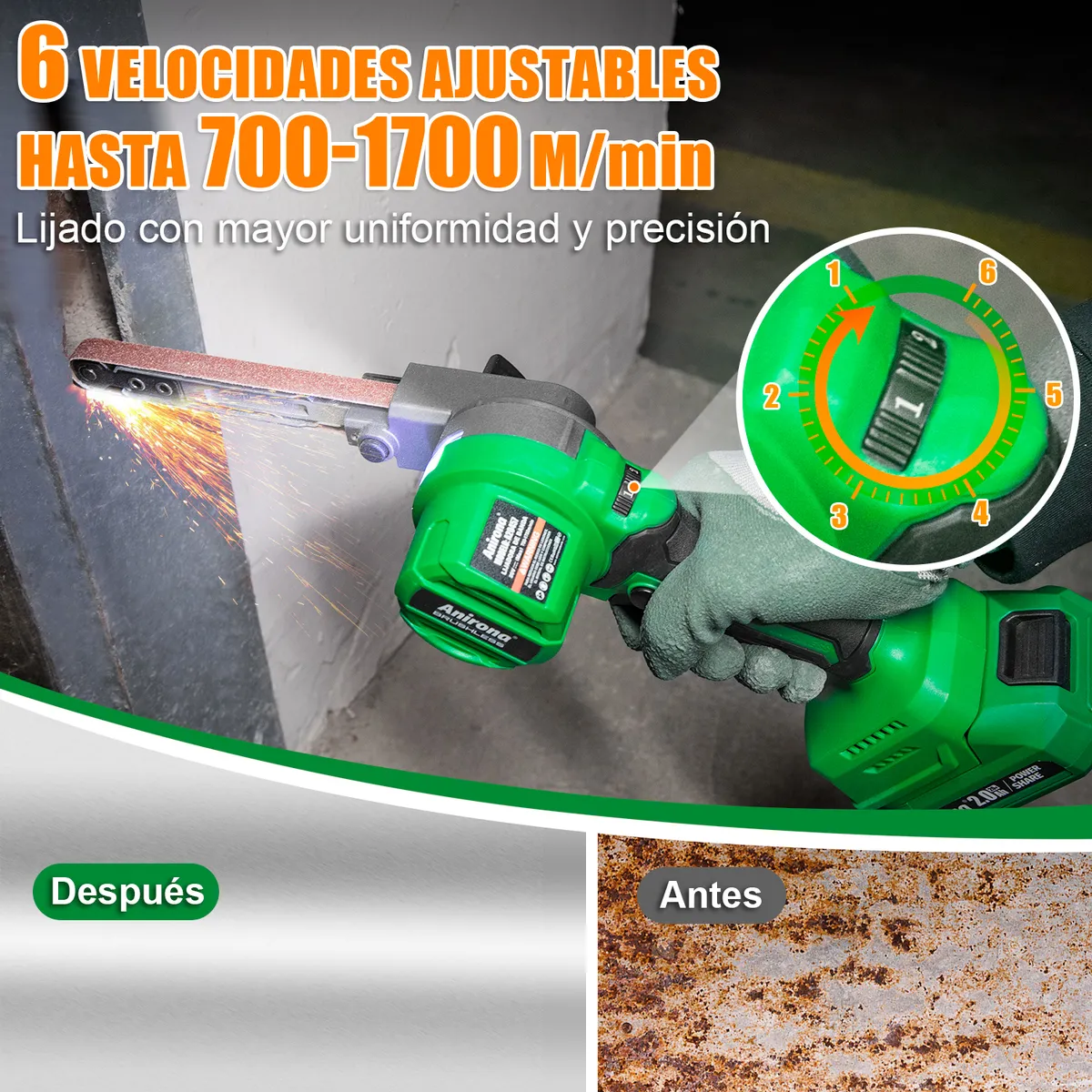 Mini Lijadora De Banda Sin Carbón 1/2x18 Anirona 2 Baterías