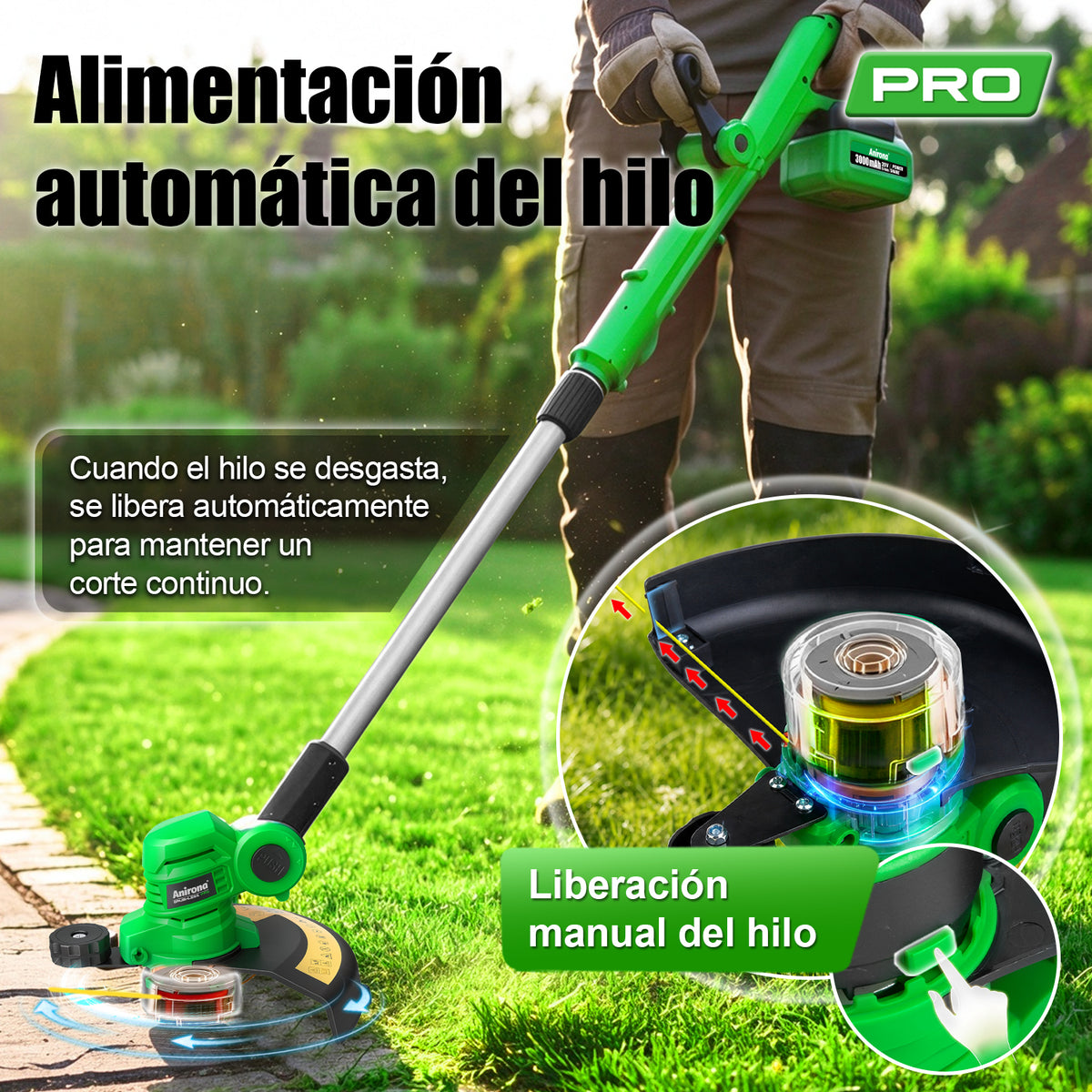 Desbrozadora Inalámbrica Eléctrica 9'' De Corte 20v Anirona AA20-L05A