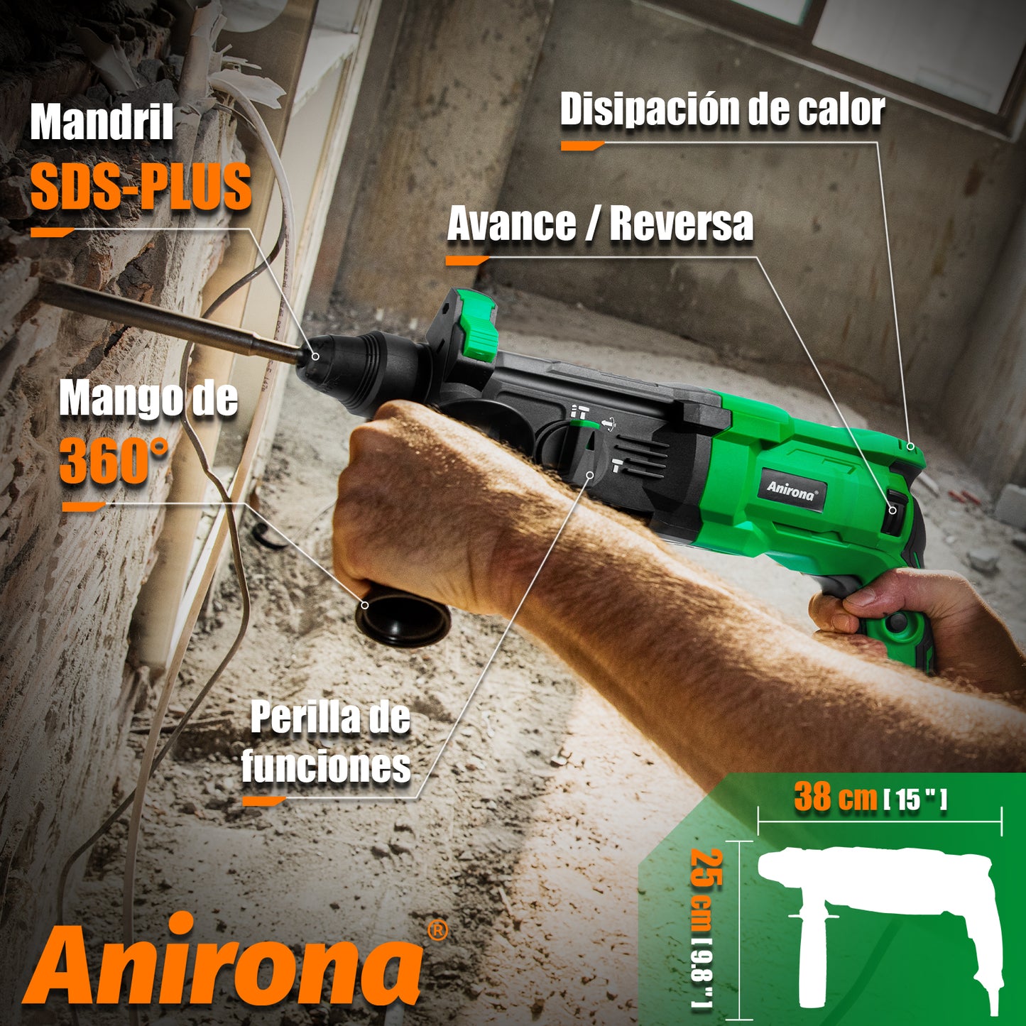 Rotomartillo Perforador Cincelador Sds 950w Anirona RH26A