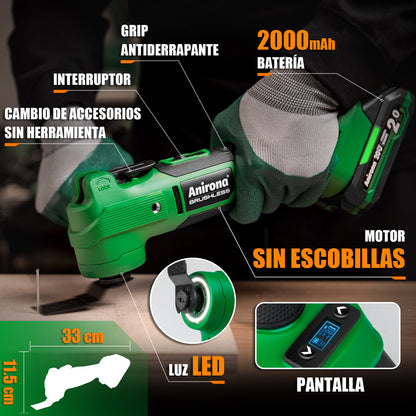 Multiherramienta Oscilante Inalámbrica Sin Carbones Anirona AA20-M3221P