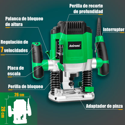 Router Anirona 1400w 1-3/4 Hp 7 Niveles De Velocidad ROU-A1