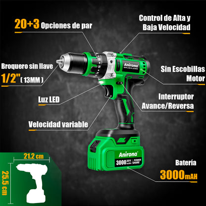 Kit De Taladro Rotomartillo & Llaves De Impacto Sin Carbones AA13NBL+AA330W