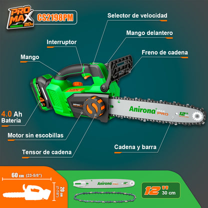 Motosierra Inalámbrica Brushless 12inch Anirona Promax 20v CS2198PM