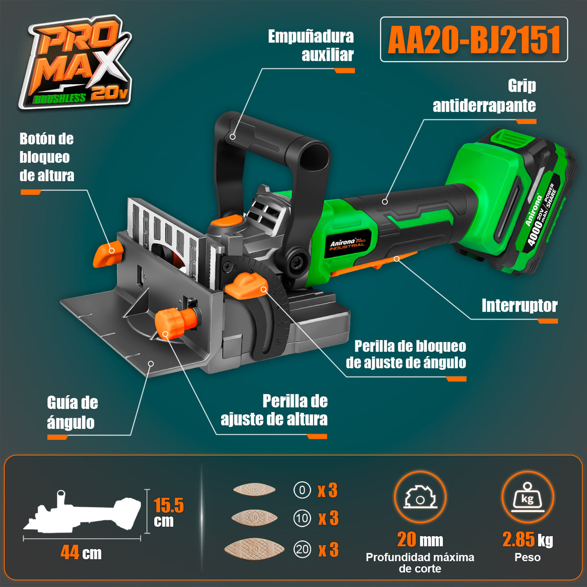 Engalletadora 20v Promax Anirona Ensambladora De Carpintería AA20-BJ2151