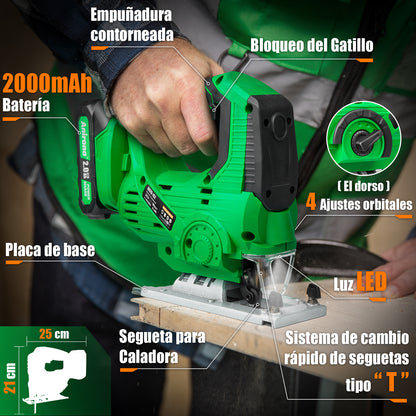 Sierra Caladora Inalámbrica Con 2 Baterías 2.0ah Anirona Pro AA20-JS2