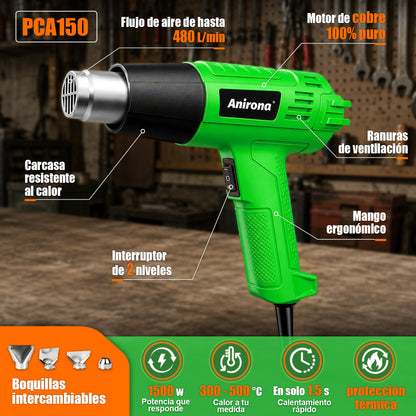 Pistola De Calor Anirona Temperatura Regulable Con Accesorio PCA150