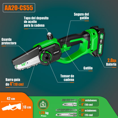 Motosierra Eléctrica Inalámbrica Anirona 20v Con 2 Baterías AA20-CS55