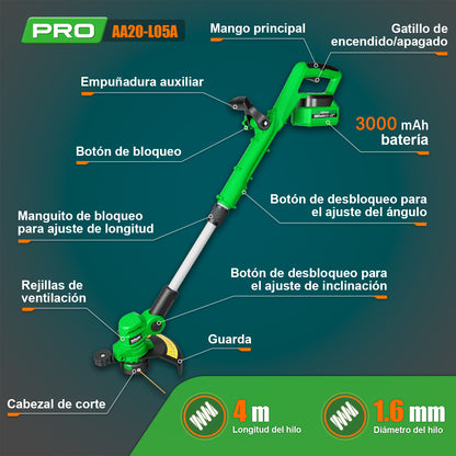 Desbrozadora Inalámbrica Eléctrica 9'' De Corte 20v Anirona AA20-L05A