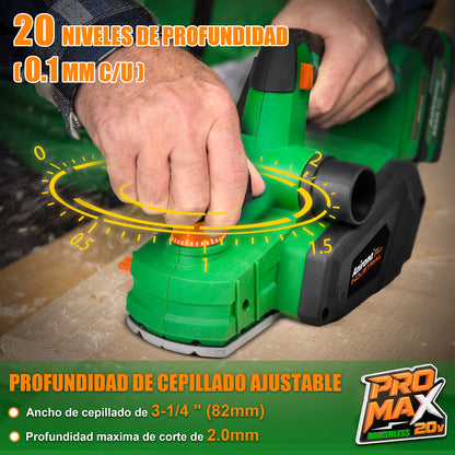 Cepillo Para Madera Inalámbrico Sin Escobillas 4.0ah Anirona AA20-PM8201