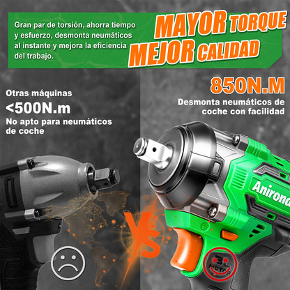 Llave De Impacto Inalámbrico Anirona 850nm 2 Baterías 4.0 Ah W850PM-2