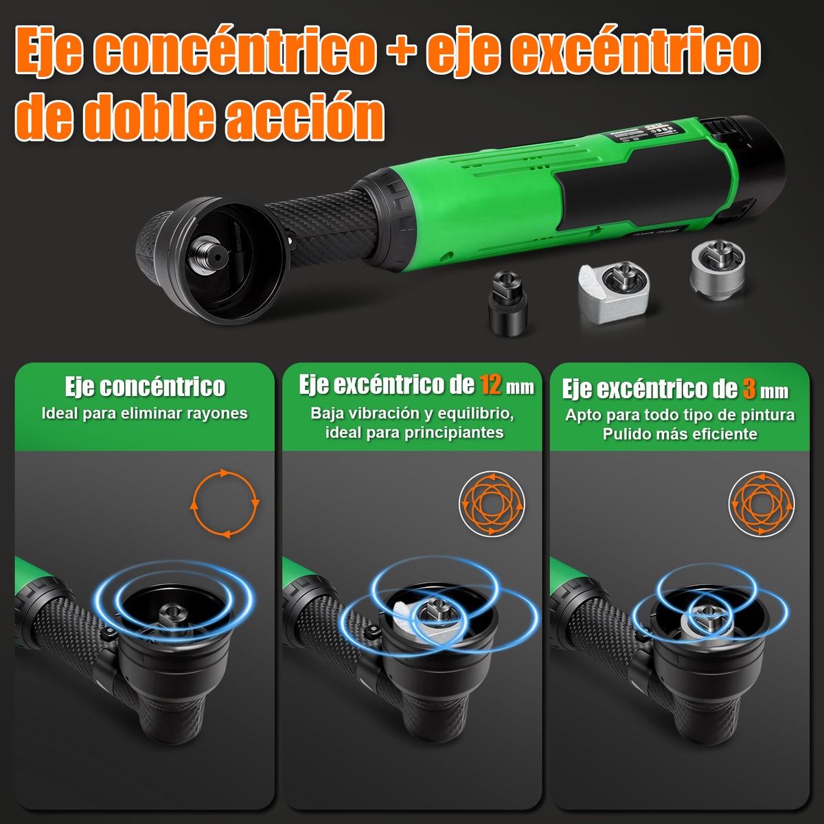 Pulidora Orbital De Doble Acción Con 2 Baterías Anirona PD12