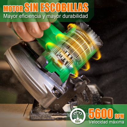 Sierra Circular Sin Carbones Inalámbrico 6-1/2 Anirona 4.0ah Brushless A40CS165