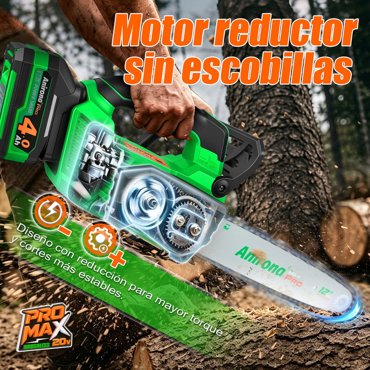 Motosierra Inalámbrica Brushless 12inch Anirona Promax 20v CS2198PM