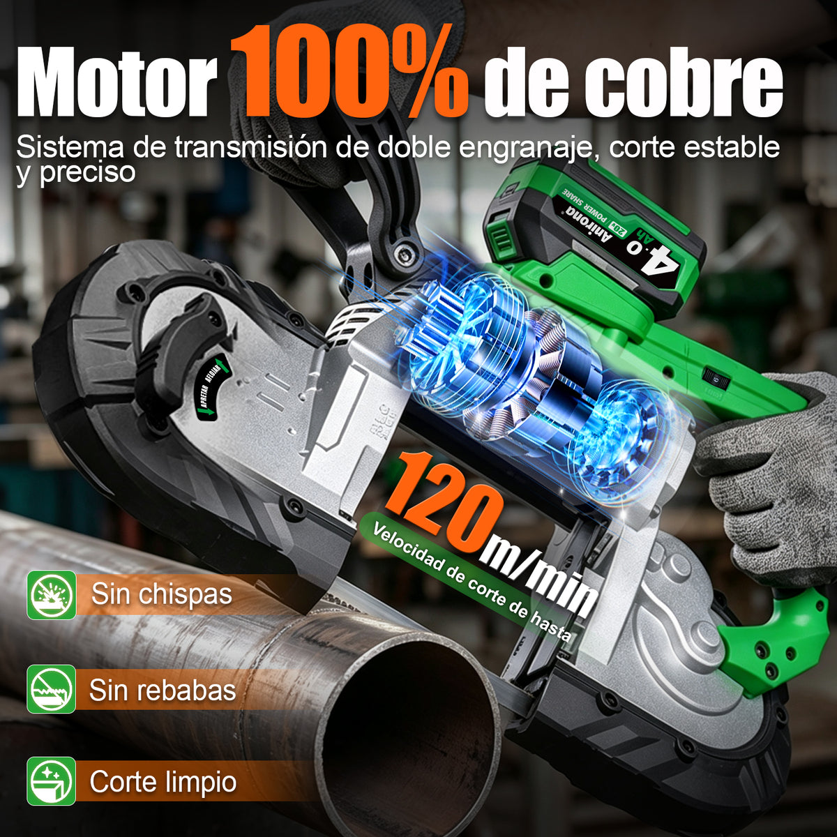 Sierra Cinta Banda Inalámbrica Corte Profundo 4.0ah Batería AA20-BS2104