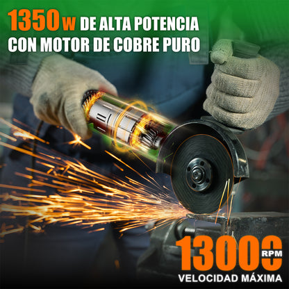 Esmeriladora Angular 1350w 4-1/2 Industrial Anirona AG1350LP