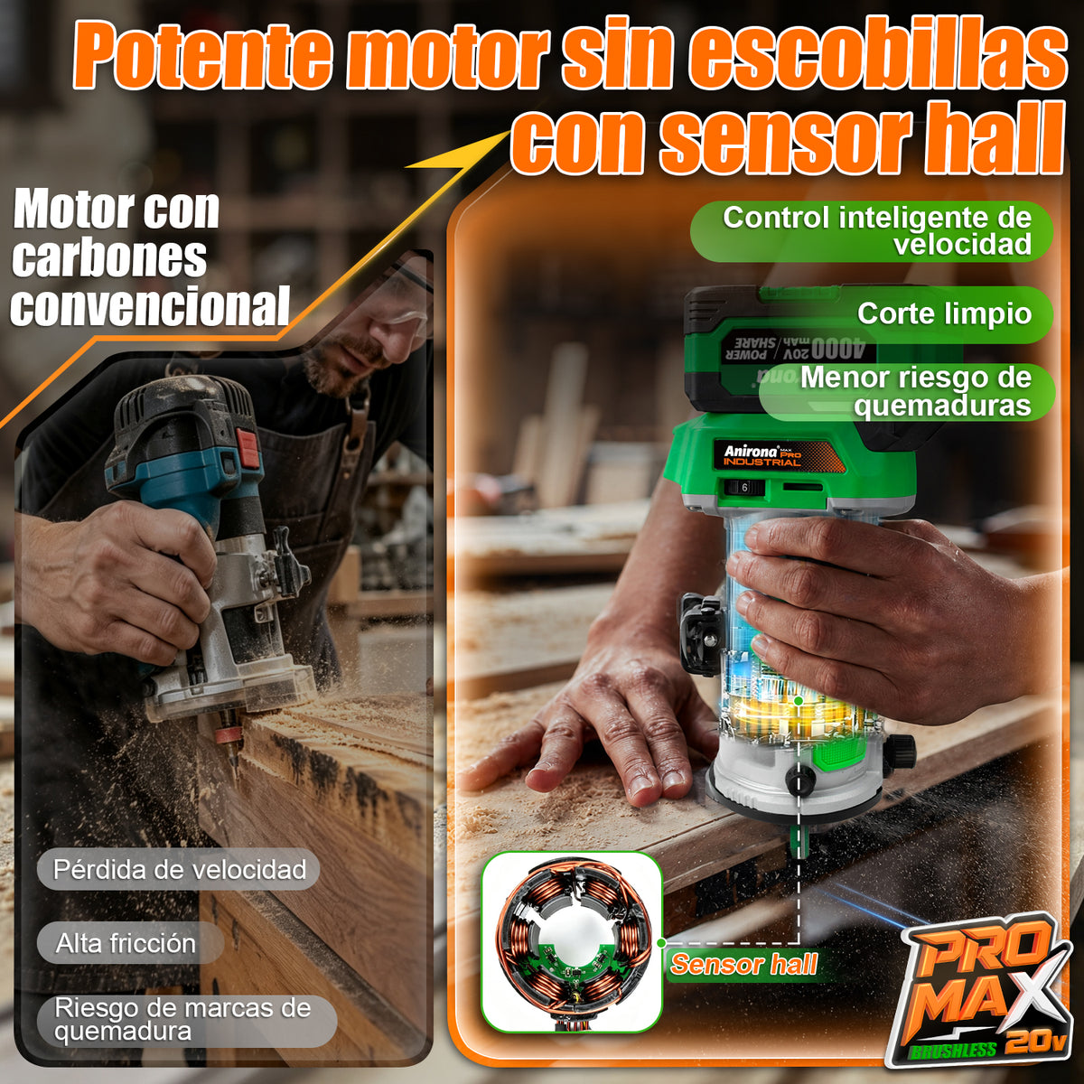 Router Fresadora Recortadora Madera 2 En 1 Inalámbrica 20v AR1640PM