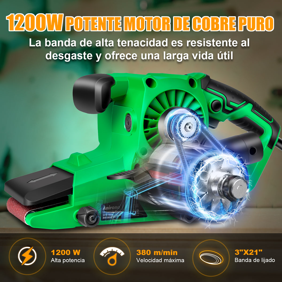 Lijadora De Banda 3 X 21 1200w Anirona Pro BS321A