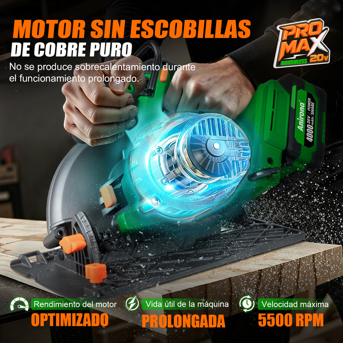 Sierra Circular 7-1/4'' Sin Carbón 4ah Anirona Promax A40CS185PM