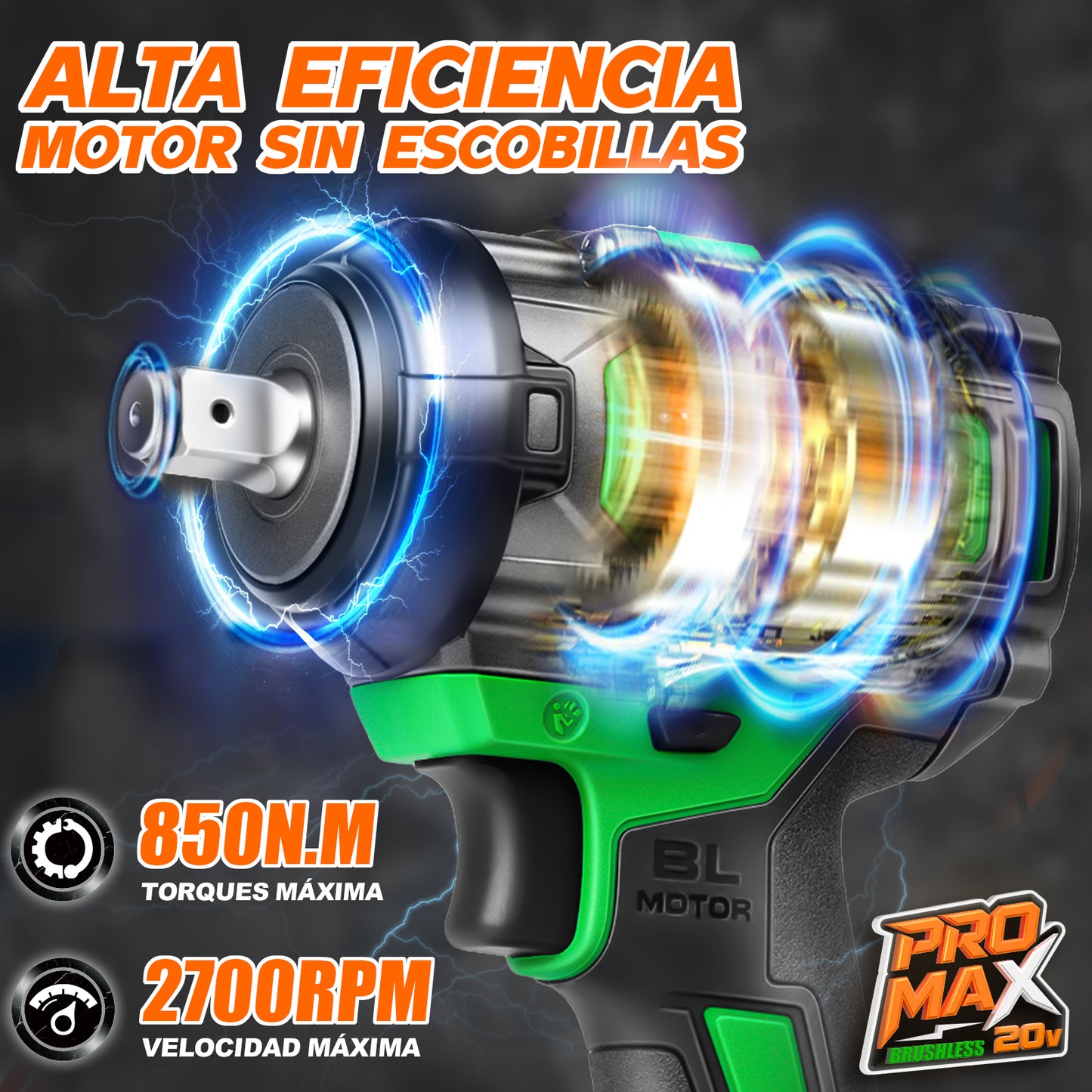 Llave De Impacto Inalámbrico 850nm 4000mah Anirona Promax W850PM