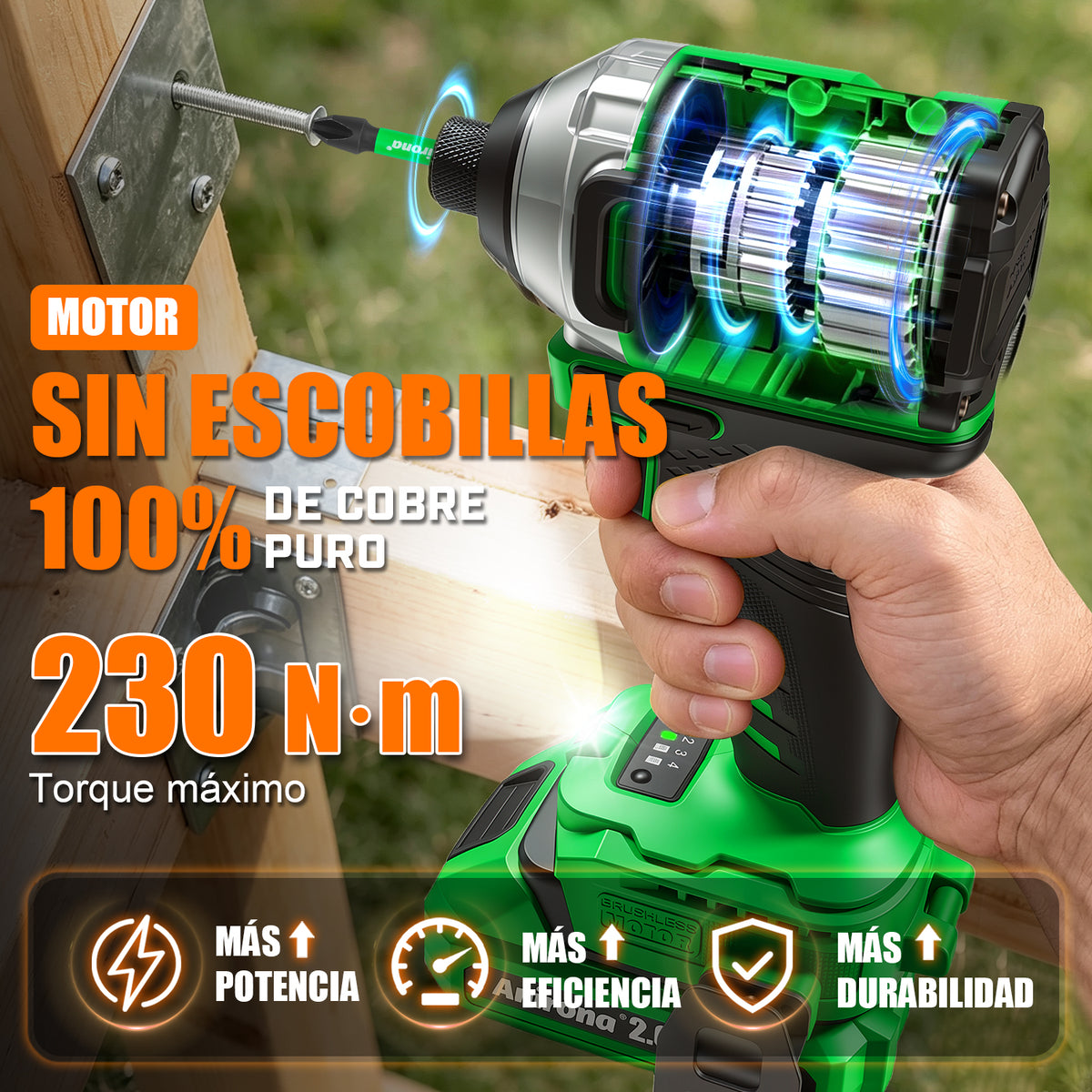 Atornillador De Impacto Inalámbrico De 20v Anirona 2ah Aw965
