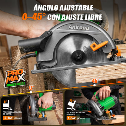 Sierra Circular Eléctrica 7-1/4'' 1600w 127v Anirona Promax CS714A