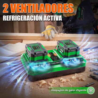 Cargador Doble Rápido 4a Para Baterías Ion Litio 20v Anirona CG20-4AD