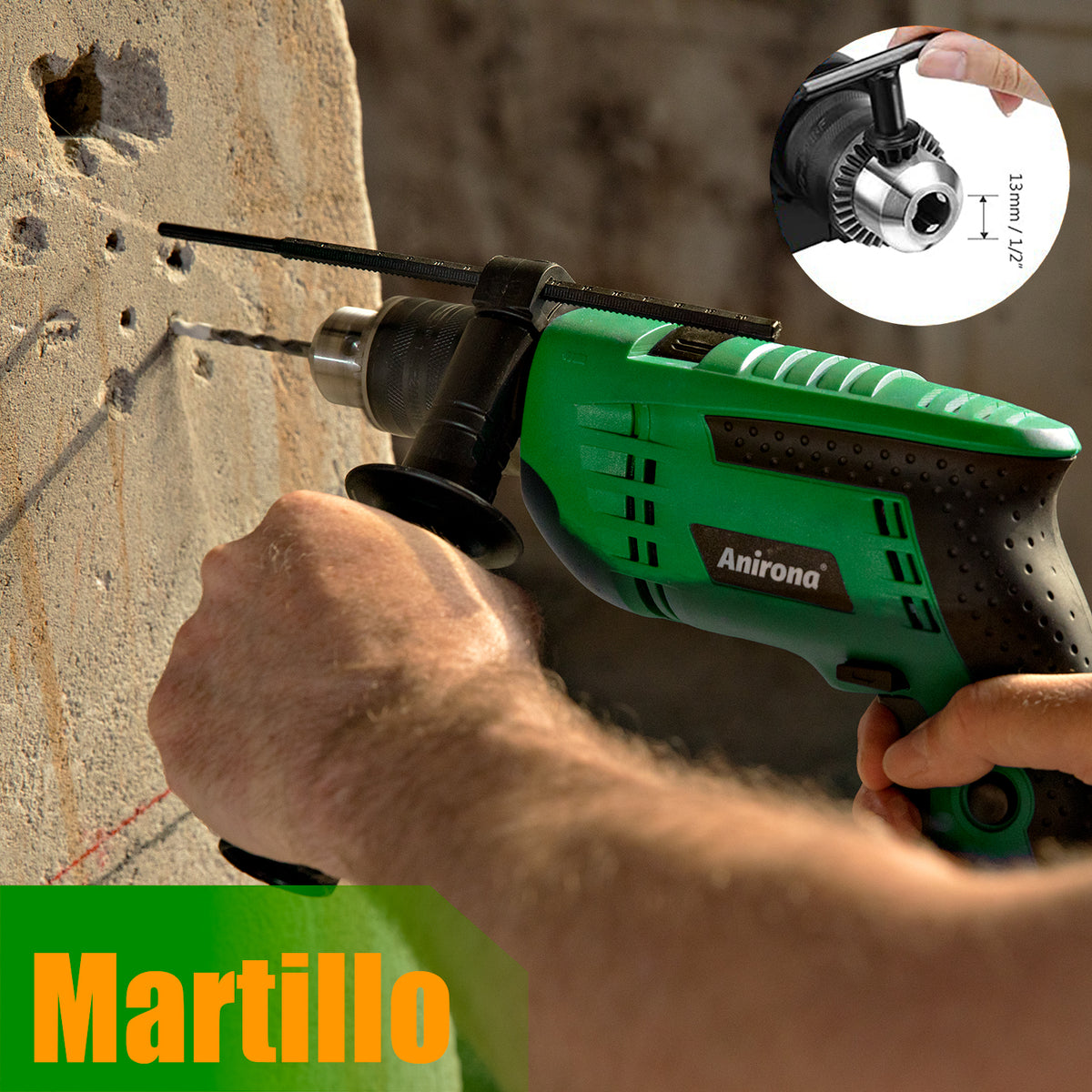Taladro Rotomartillo 1/2'' Prof 650w Anirona Rd650 C/brocas RH650