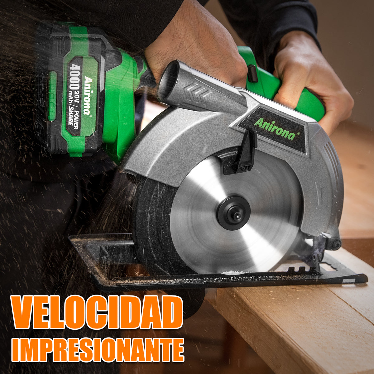 Sierra Circular Sin Carbones Inalámbrico 7-1/4 Anirona 4.0ah A40CS185