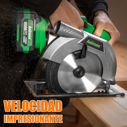Sierra Circular Sin Carbones Inalámbrico 7-1/4 Anirona 4.0ah A40CS185