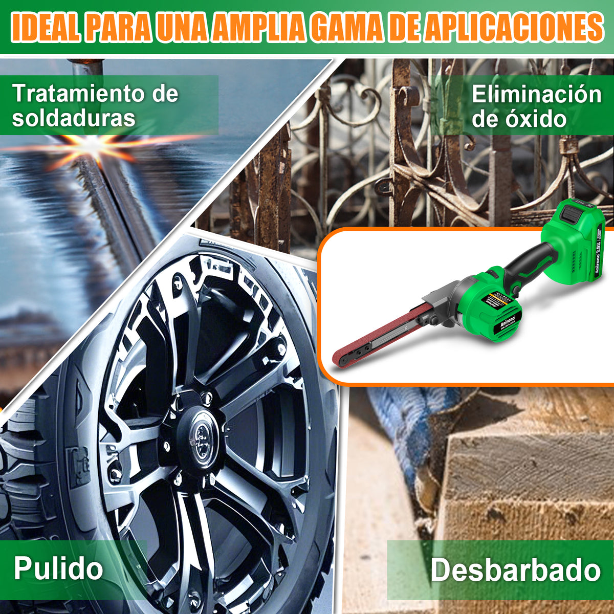 Mini Lijadora De Banda Sin Carbón 1/2x18 Anirona 2 Baterías A20457