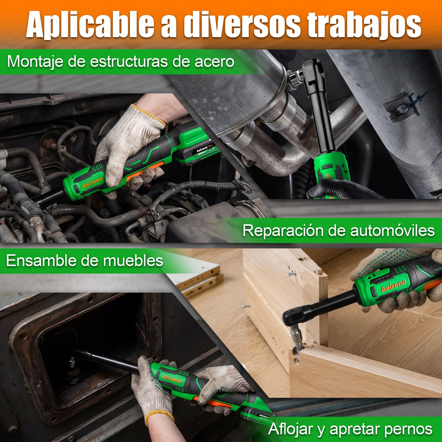 Llave Matraca Inalámbrica Ratchet Brushless Cabezal Largo AA20-RW5120B