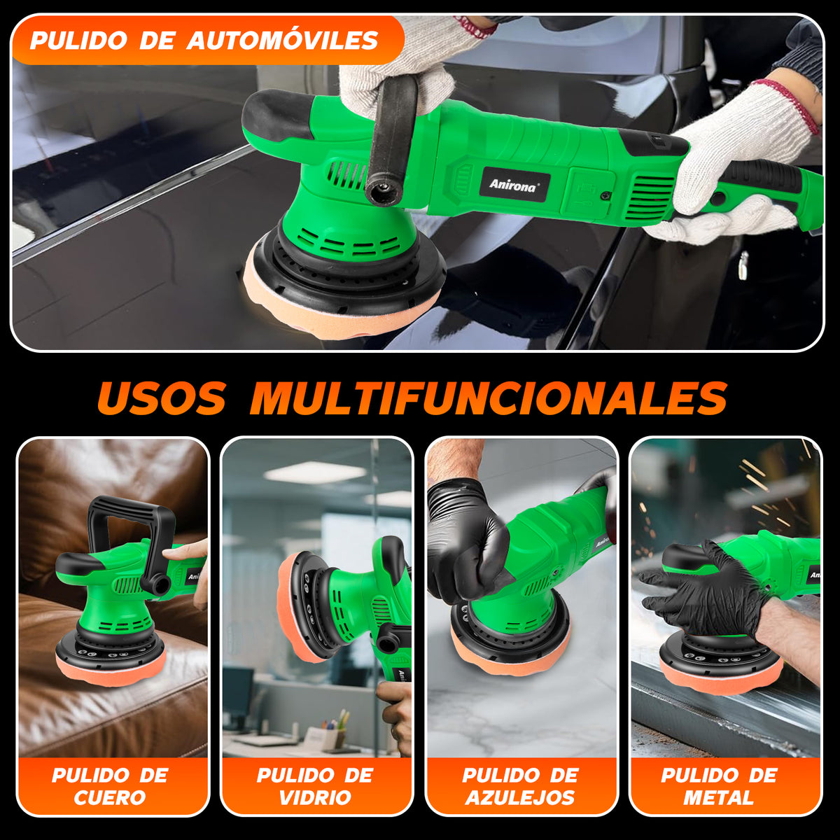 Pulidora Roto Orbital Doble Acción 6'' 7 Velocidad Para Auto PD1050