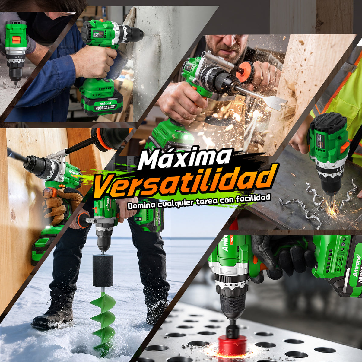 Taladro Inalámbrico 150nm Brushless 1/2'' Anirona Promax 4ah AA20-D617PM
